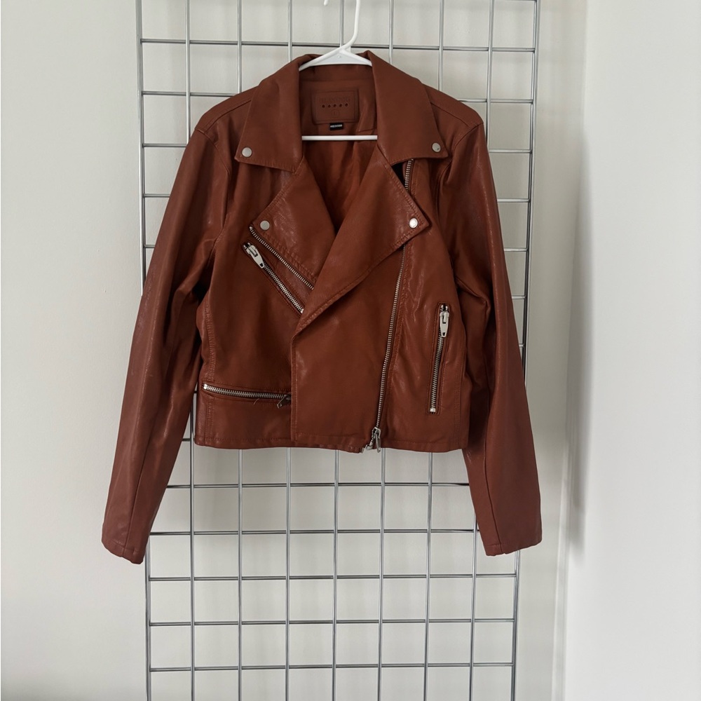 Blank NYC Rust Brown Moto Leather Jacket